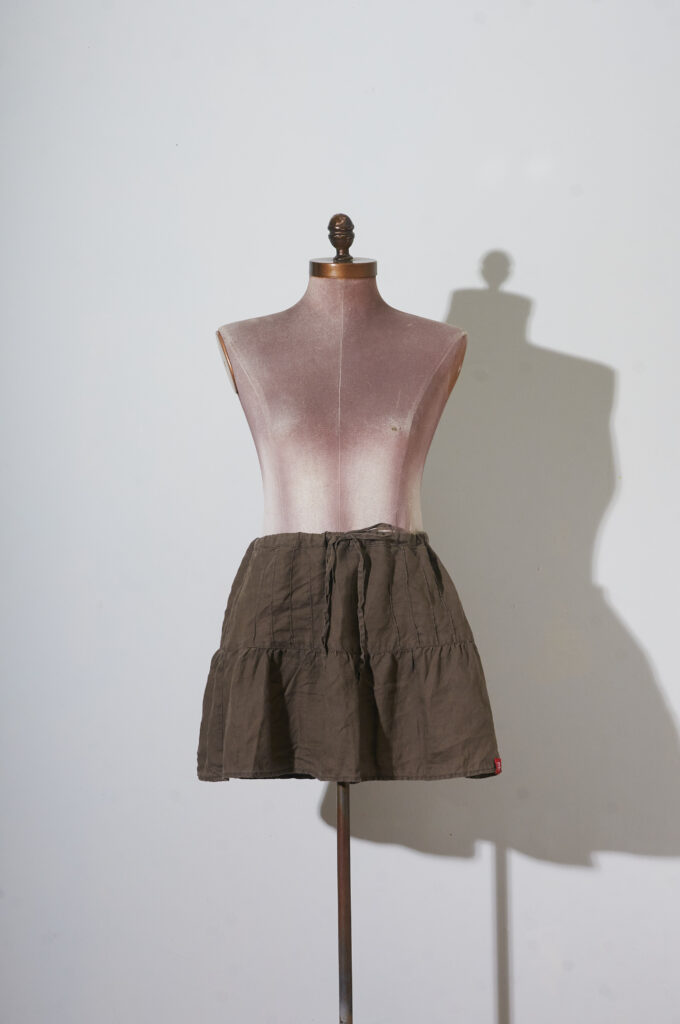 Falda de lino EDC verde talla 36
