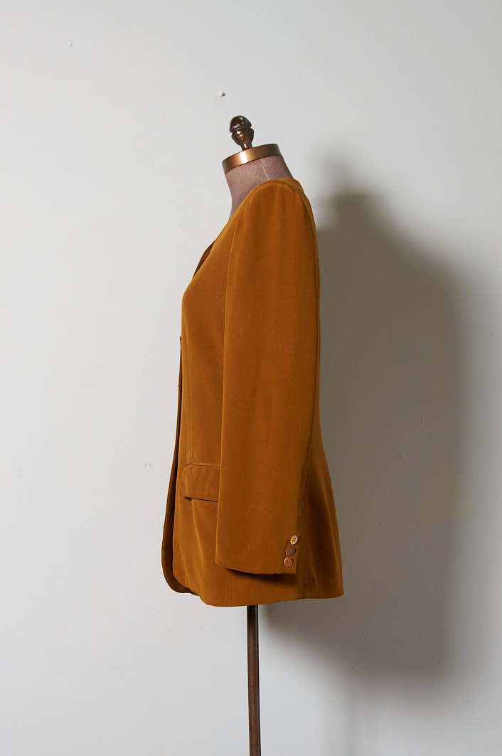 Blazer vintage 100% seda Talla 4 mujer - Imagen 3