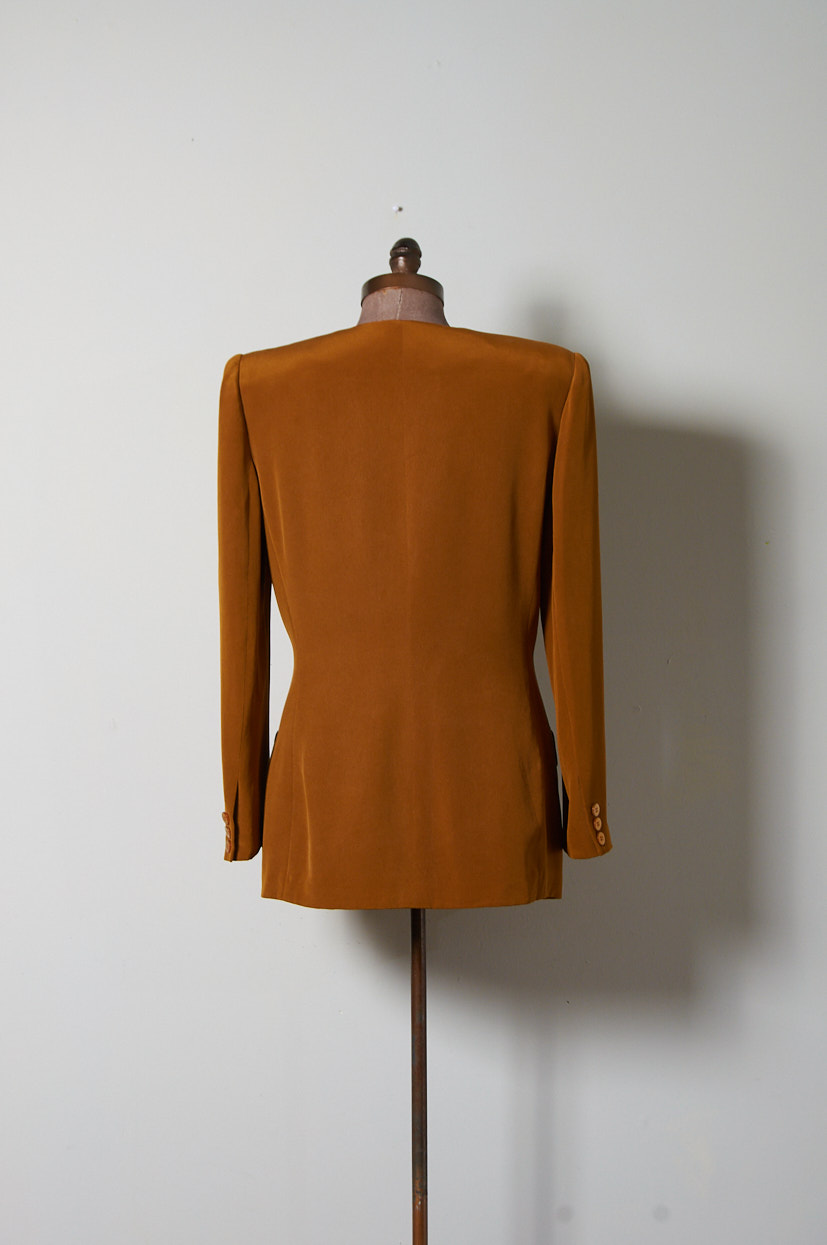 Blazer vintage 100% seda Talla 4 mujer - Imagen 6