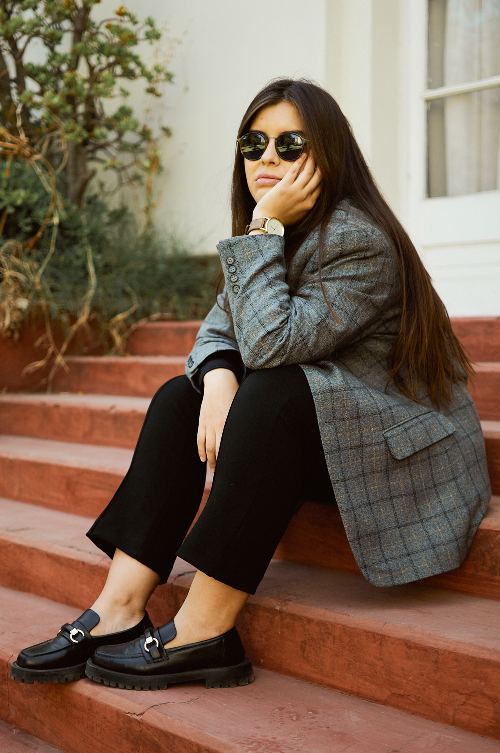 Blazer cuadrillé gris - Imagen 2