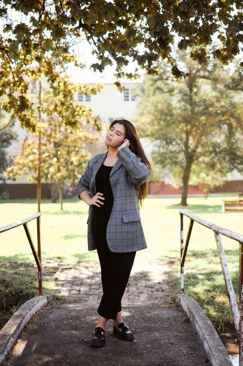 Blazer cuadrillé gris