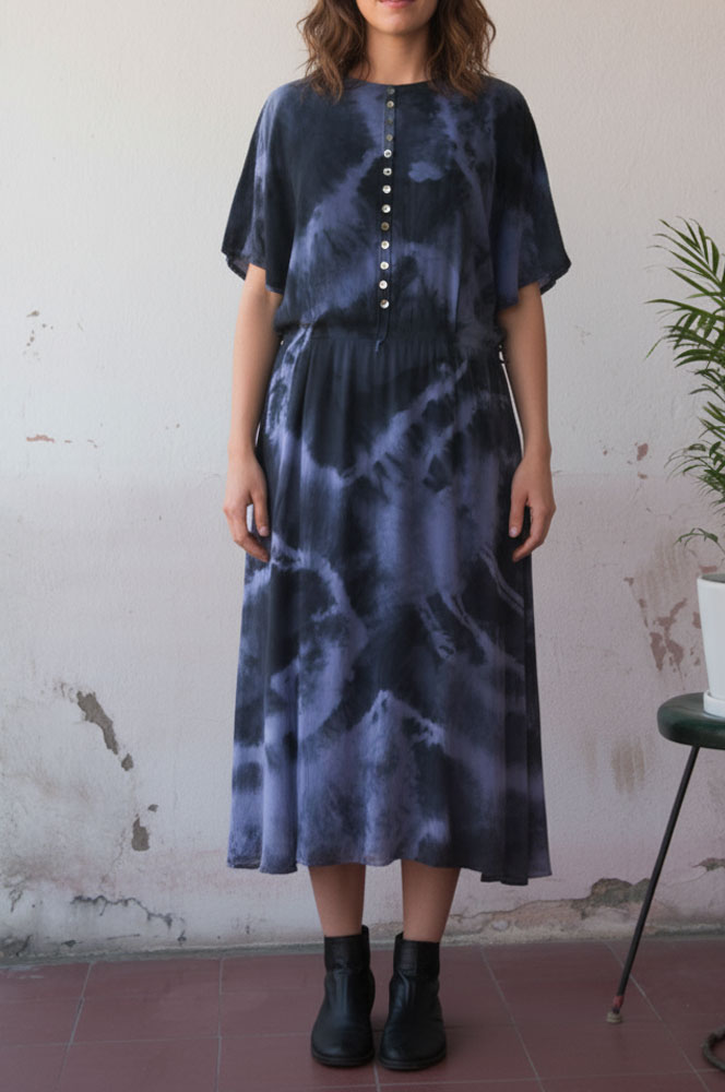 Vestido de seda TEÑIDO ARTESANAL Danna Buchman Talla 12(M)