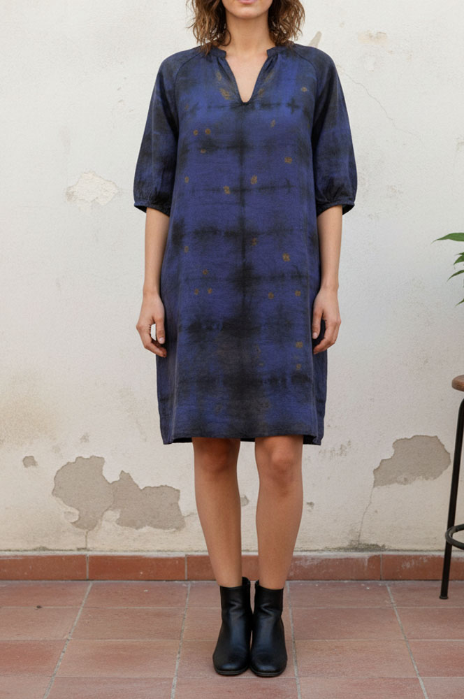 Vestido de lino TINTE BOTÁNICO TÉCNICA MIXTA Talla S/M