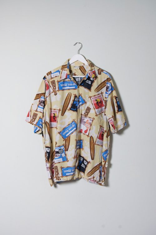 Camisa Vintage Hawái Go Barefoot Talla L hombre