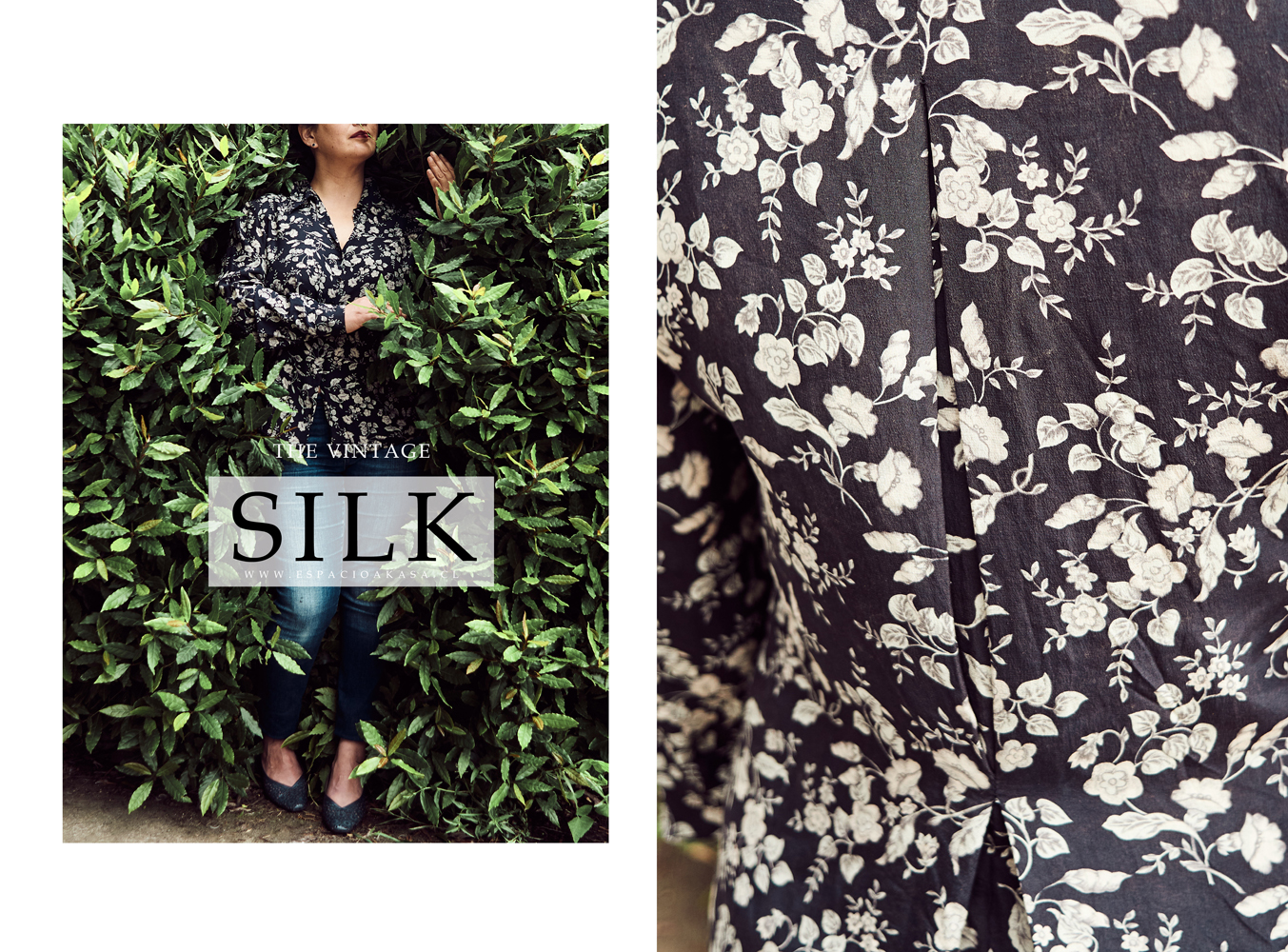 Blusa Vintage de seda Talla 8 mujer - Imagen 2