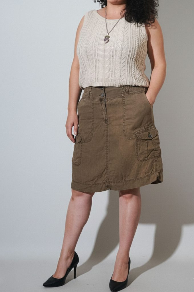 Falda color verde militar talla 42