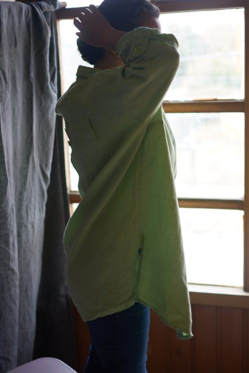 Blusón de lino rustico verde menta Talla XL/XXL
