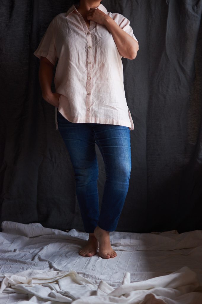 Blusa de lino Rosa pálido Talla L mujer