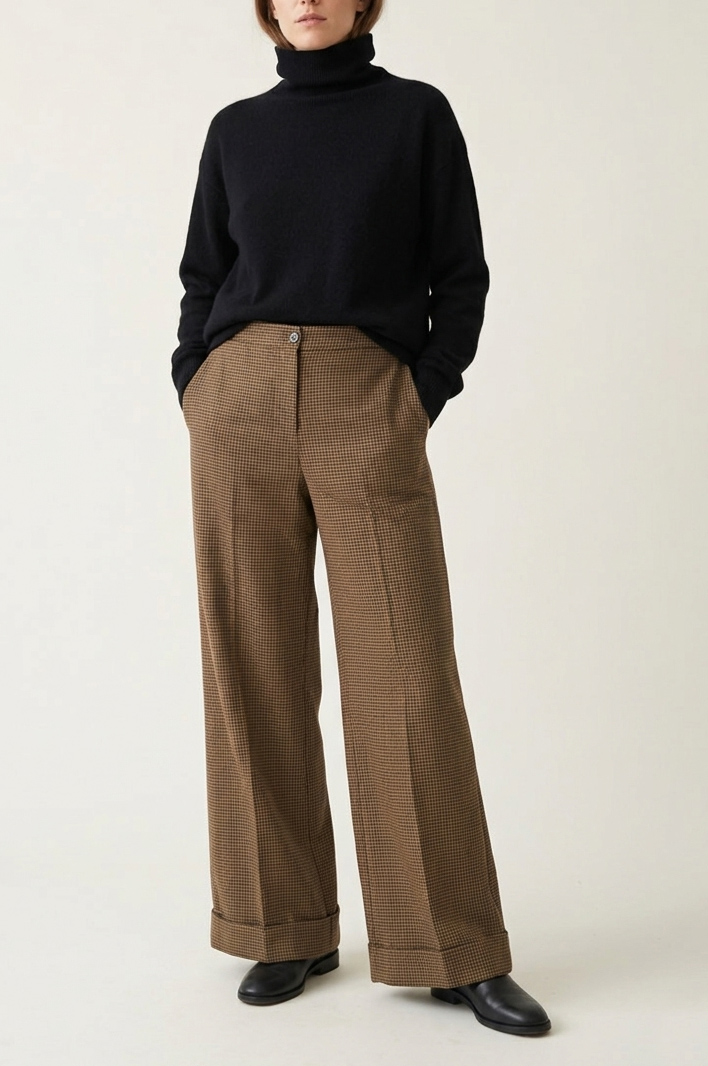 Pantalón 100% lana Pied de Poule talla 10