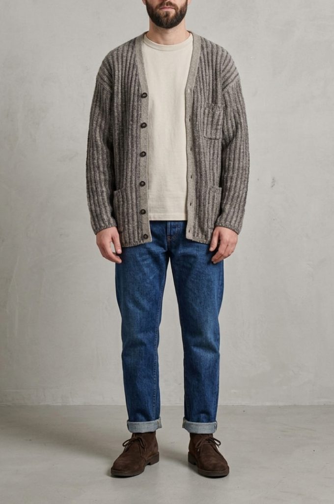 Sweater de lana y lino talla L hombre