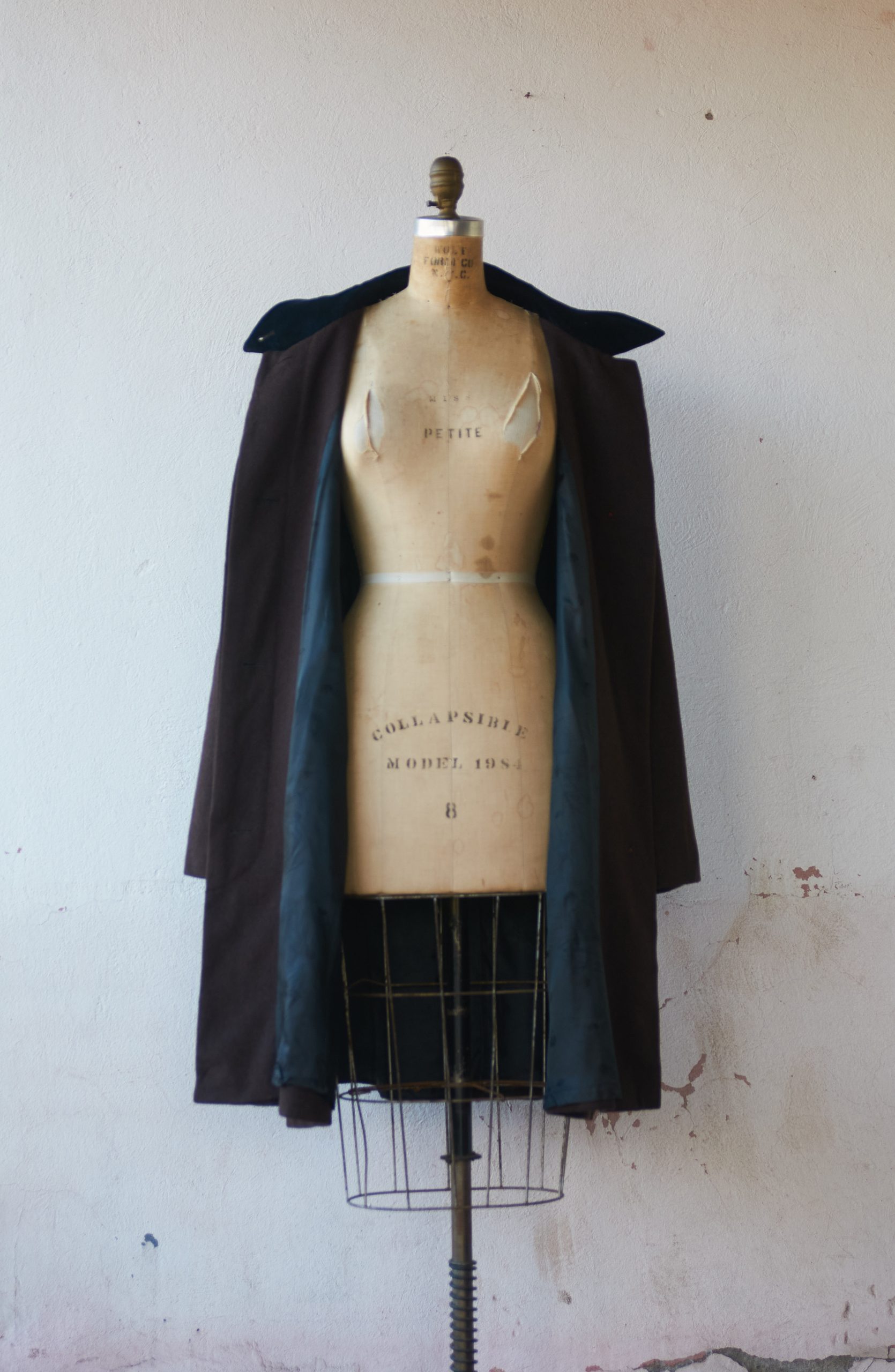 Abrigo vintage de lana café y negro Talla L mujer - Imagen 2