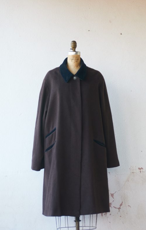 Abrigo vintage de lana café y negro Talla L mujer