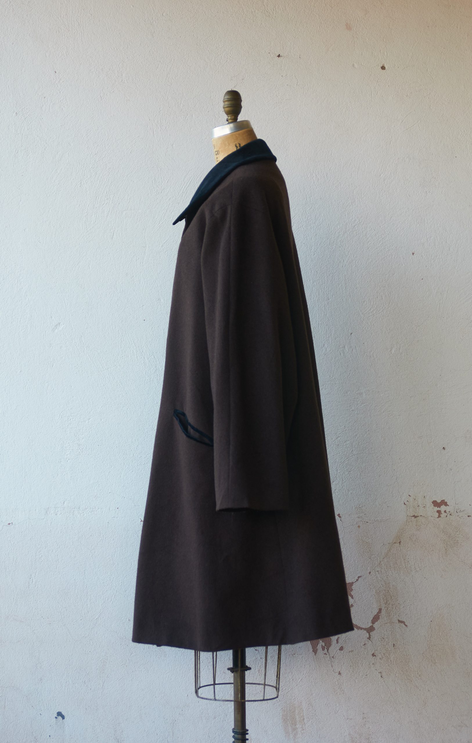 Abrigo vintage de lana café y negro Talla L mujer - Imagen 5
