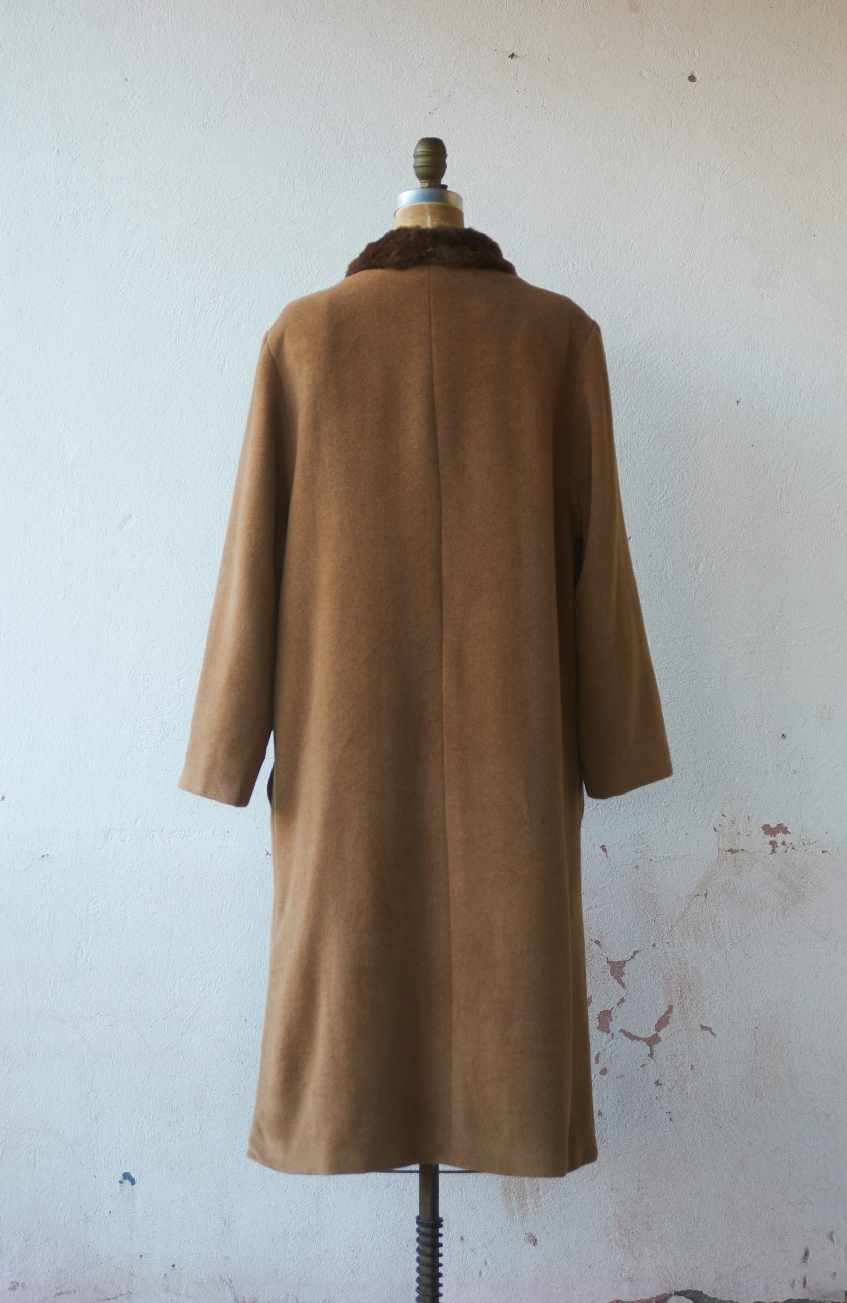 Abrigo de lana, angora y cuello de piel genuina Talla M/L mujer - Imagen 5
