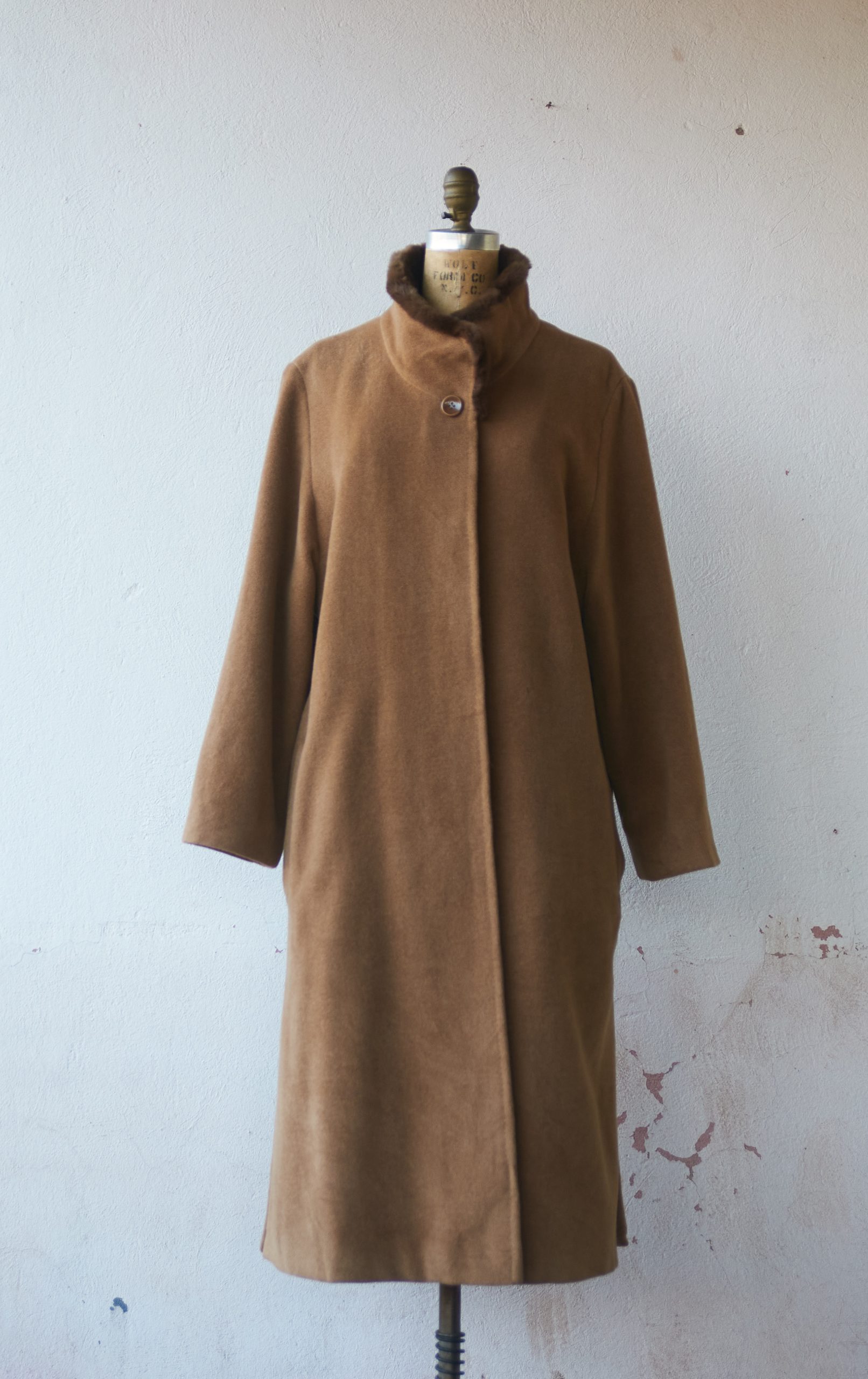 Abrigo de lana, angora y cuello de piel genuina Talla M/L mujer - Imagen 6