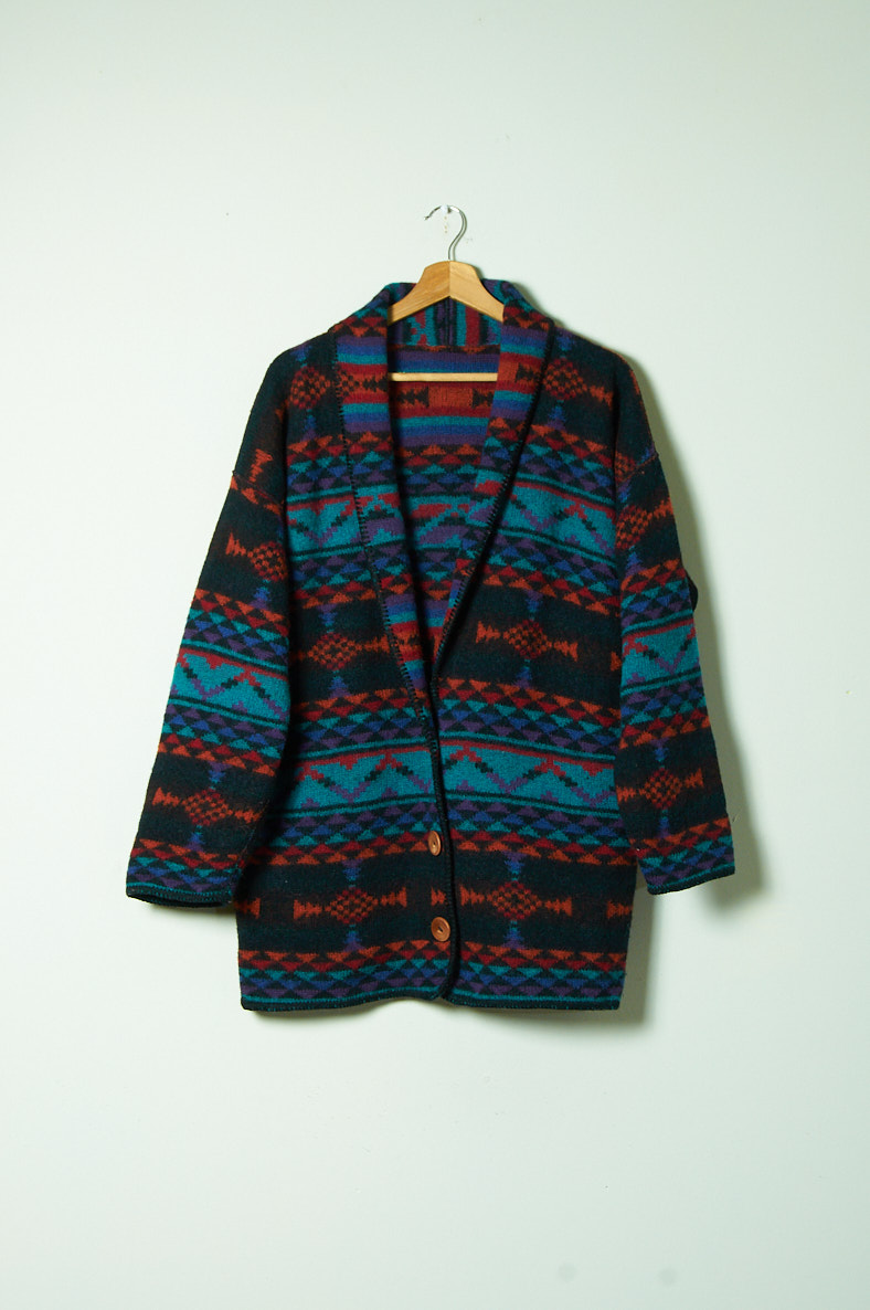 Cardigan vintage de lana con diseño FOLK